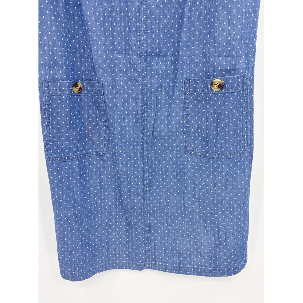 Tommy Hilfiger Polka Dot Sleeveless Denim Chambray Shift Dress Size 8 Blue - Picture 3 of 10